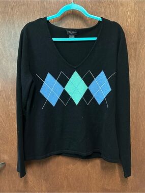 Vintage 1990s Y2K Preppy V-neck Sweater XL